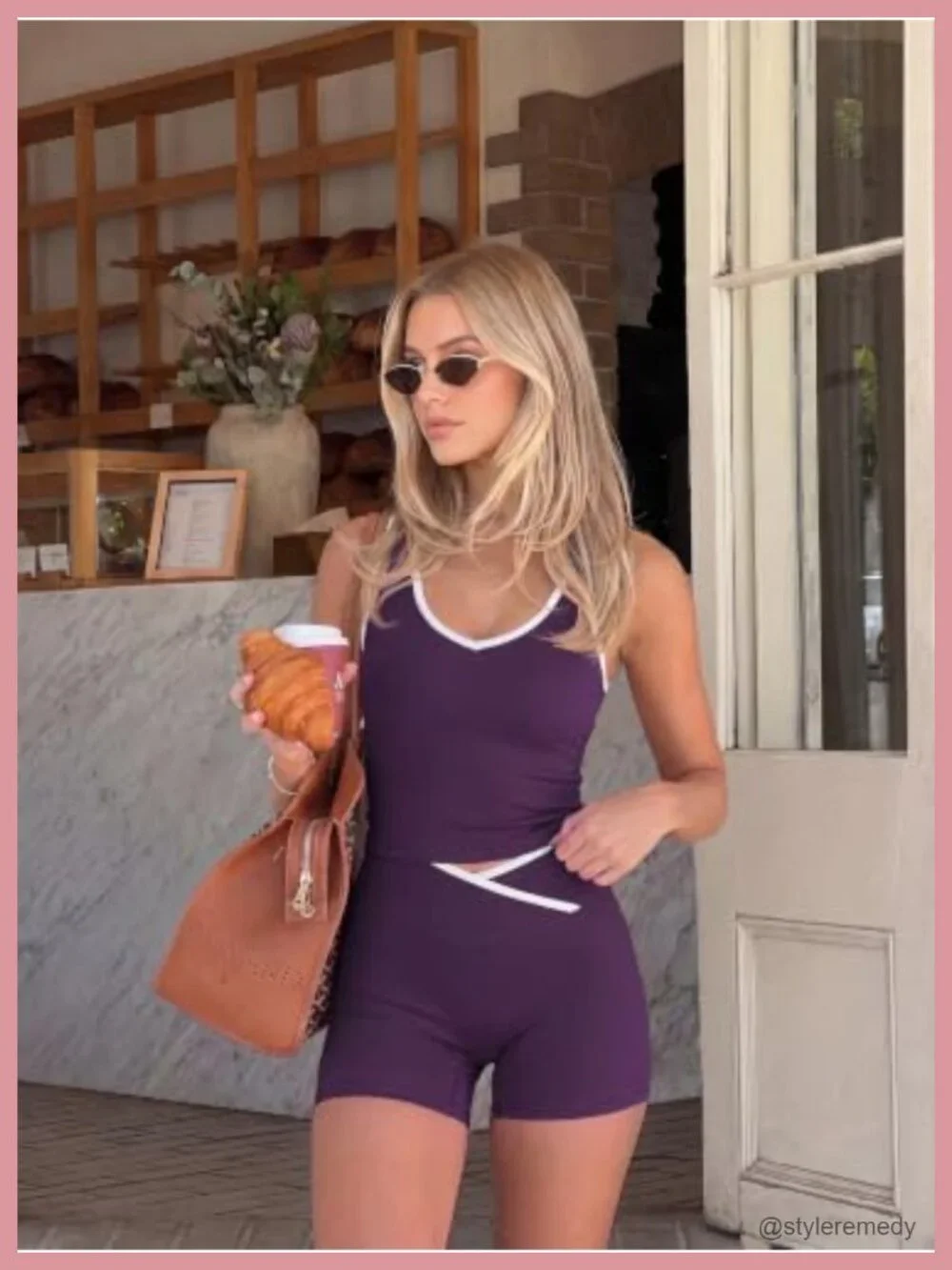 Two Piece Workout Set: Tank Top with Built In Bra & Biker Shorts